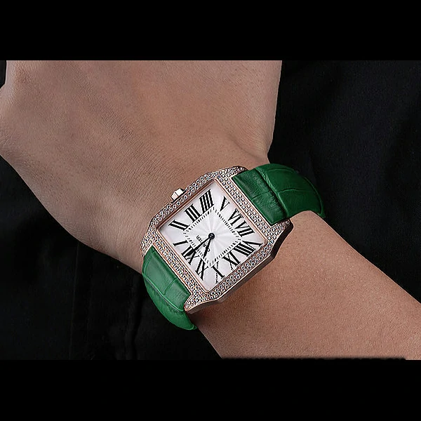 Cartier Santos 100 Diamond Rose Gold Bezel new59845