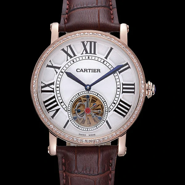 Cartier Rotonde Flying Tourbillon Diamonds White Dial new59866