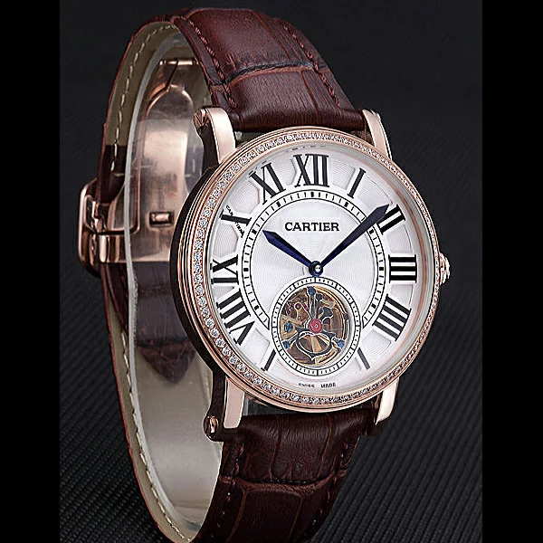 Cartier Rotonde Flying Tourbillon Diamonds White Dial new59866