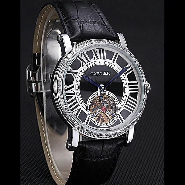 Cartier Rotonde Flying Tourbillon Diamonds Black Dial new59867