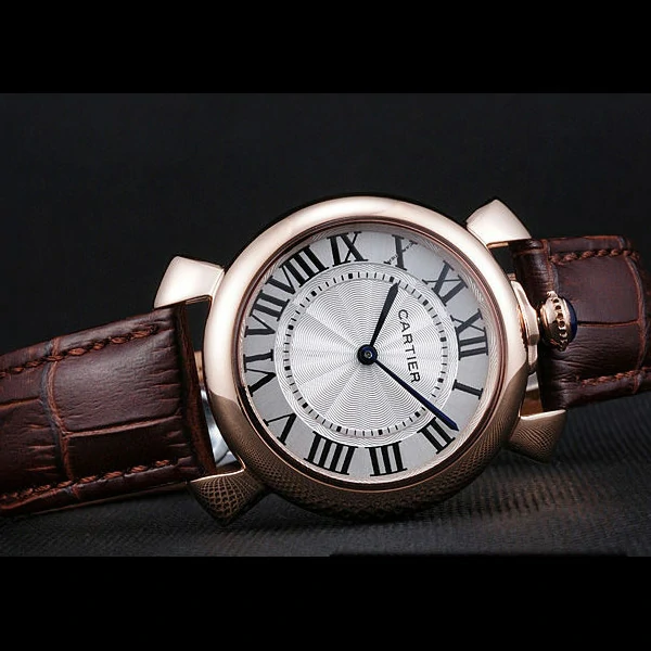 Cartier Rotonde Top Blue Crown Brown Leather Bracelet new59888
