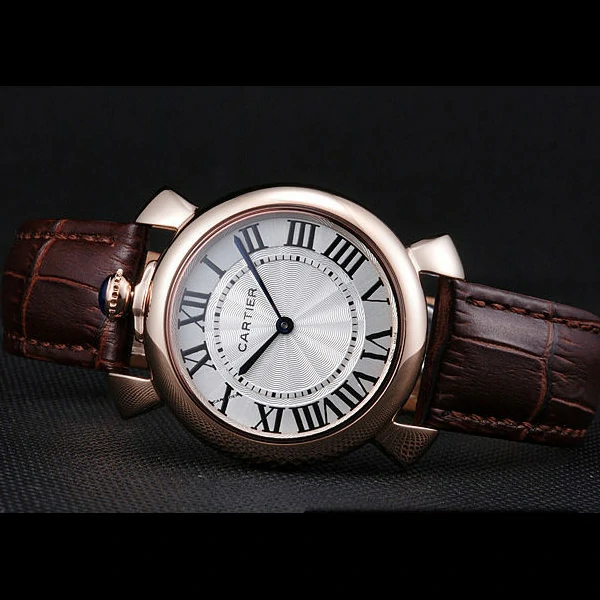 Cartier Rotonde Top Blue Crown Brown Leather Bracelet new59888