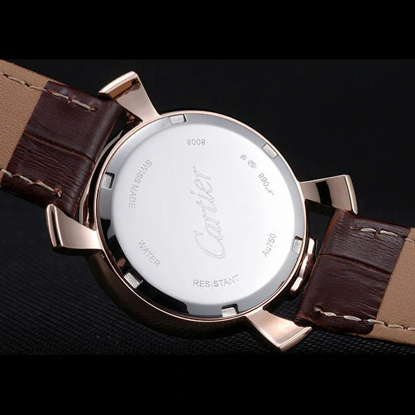 Cartier Rotonde Top Blue Crown Brown Leather Bracelet new59888