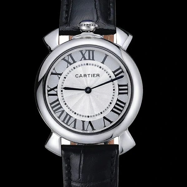 Cartier Rotonde Top Blue Crown Black Leather Bracelet new59889