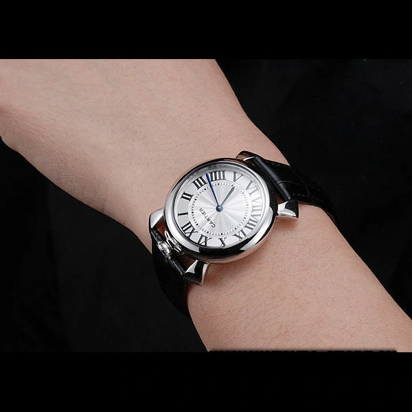 Cartier Rotonde Top Blue Crown Black Leather Bracelet new59889