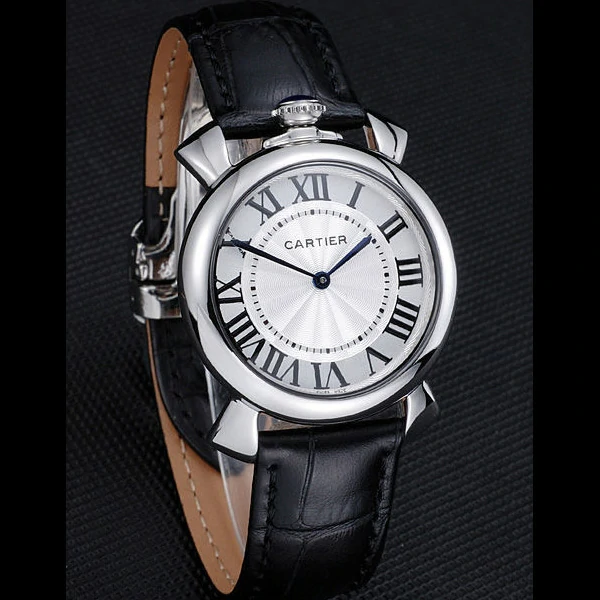 Cartier Rotonde Top Blue Crown Black Leather Bracelet new59889
