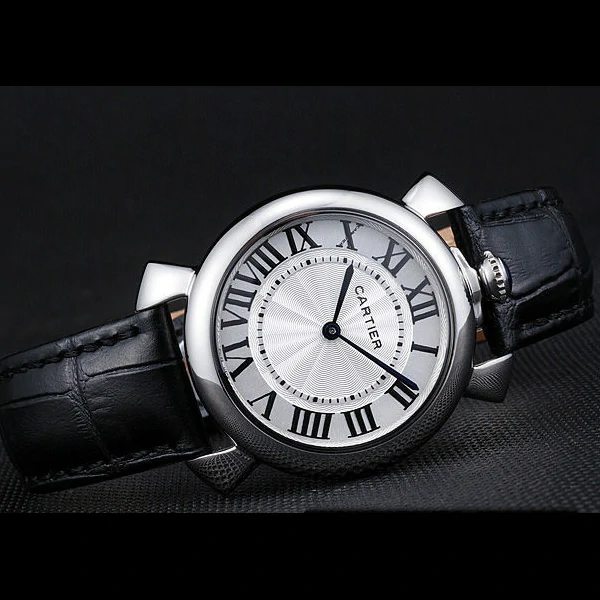 Cartier Rotonde Top Blue Crown Black Leather Bracelet new59889
