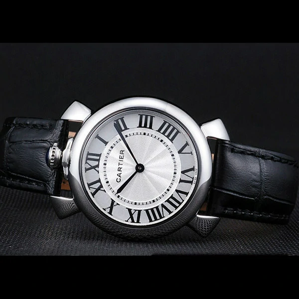 Cartier Rotonde Top Blue Crown Black Leather Bracelet new59889