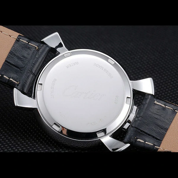 Cartier Rotonde Top Blue Crown Black Leather Bracelet new59889