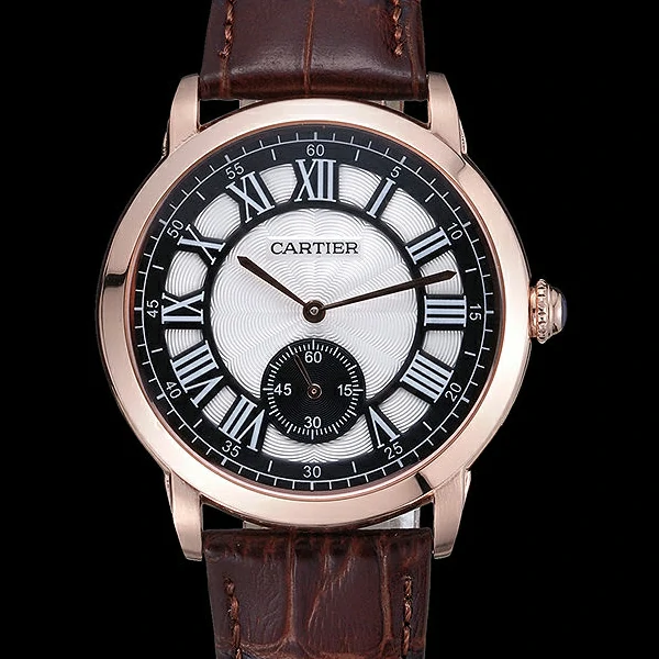 Cartier Ronde Louis White Dial Brown Leather Strap new59890