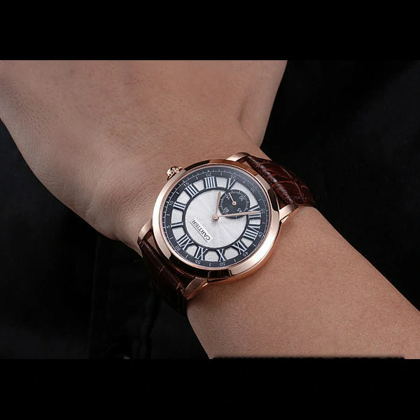 Cartier Ronde Louis White Dial Brown Leather Strap new59890