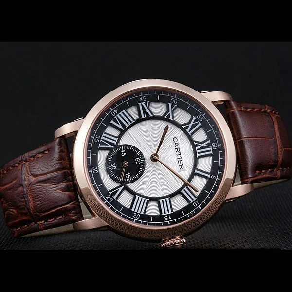 Cartier Ronde Louis White Dial Brown Leather Strap new59890