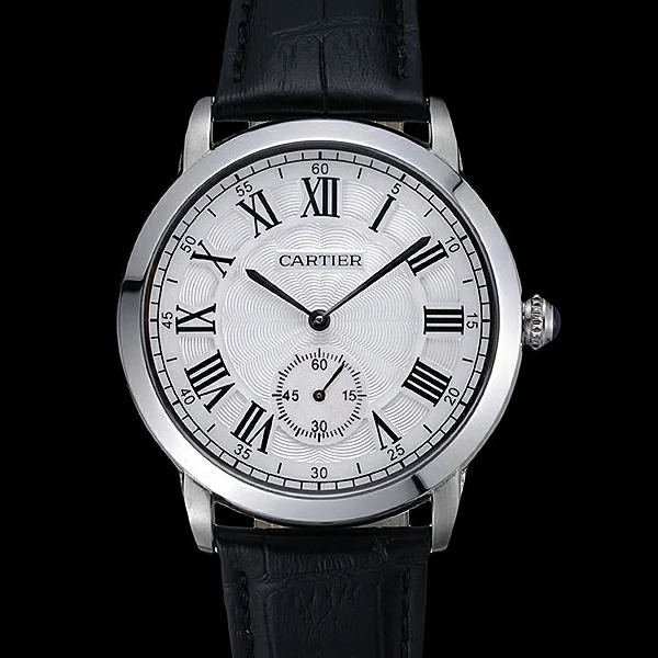Cartier Ronde Louis White Dial Black Leather Strap new59891
