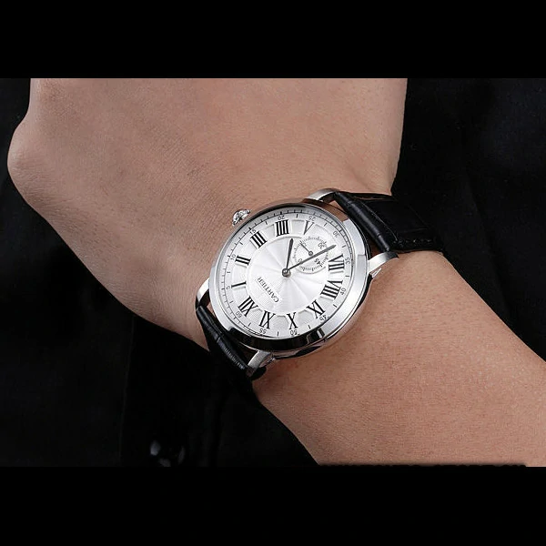 Cartier Ronde Louis White Dial Black Leather Strap new59891