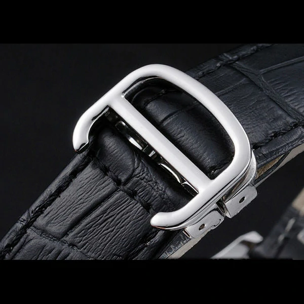Cartier Ronde Louis White Dial Black Leather Strap new59891
