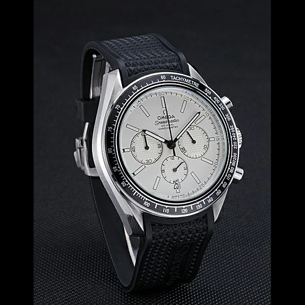 Omega Speedmaster Black Rubber Strap White Dial new59941