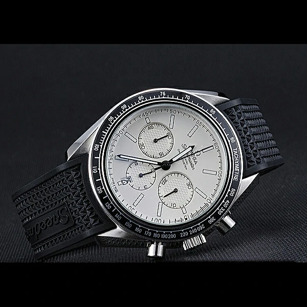 Omega Speedmaster Black Rubber Strap White Dial new59941