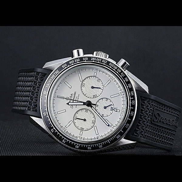 Omega Speedmaster Black Rubber Strap White Dial new59941