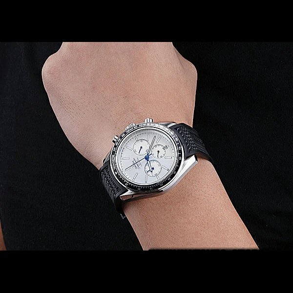 Omega Speedmaster Black Rubber Strap White Dial new59941