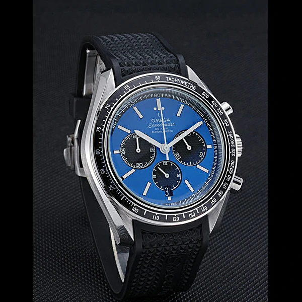 Omega Speedmaster Black Rubber Strap Blue Dial new59944