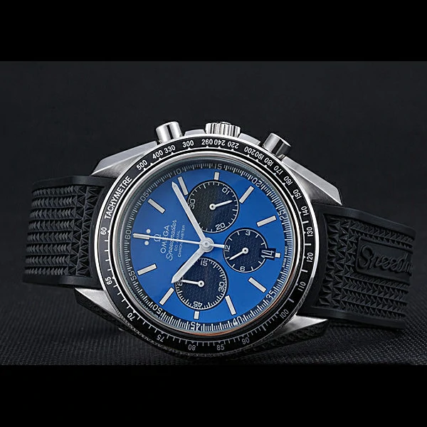 Omega Speedmaster Black Rubber Strap Blue Dial new59944