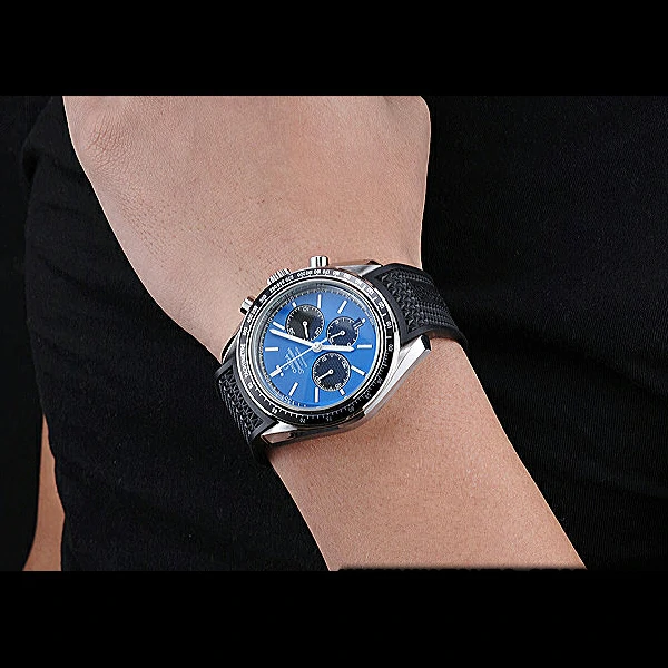 Omega Speedmaster Black Rubber Strap Blue Dial new59944