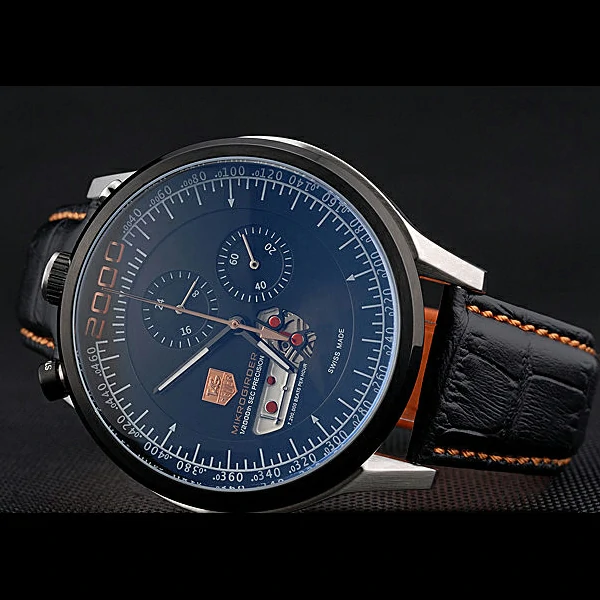 Tag Heuer MikroTimer Black Dial Black Perforated Leather Strap new59973