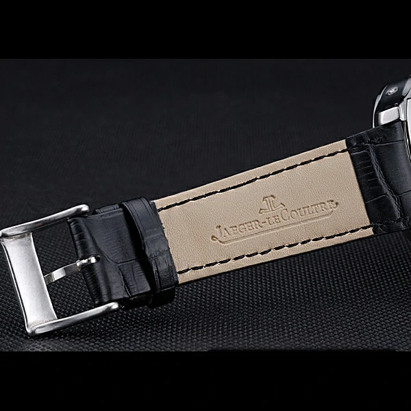 Jaeger LeCoultre Master Black Dial Black Leather Band Stainless Steel Bezel new59981