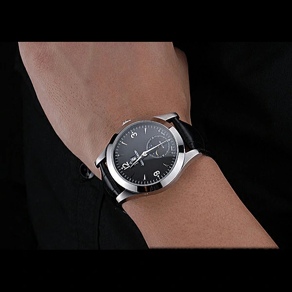 Jaeger LeCoultre Master Black Dial Black Leather Band Stainless Steel Bezel new59981
