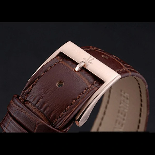 Jaeger LeCoultre Master White Dial Brown Leather Band Rose Gold Bezel new59982