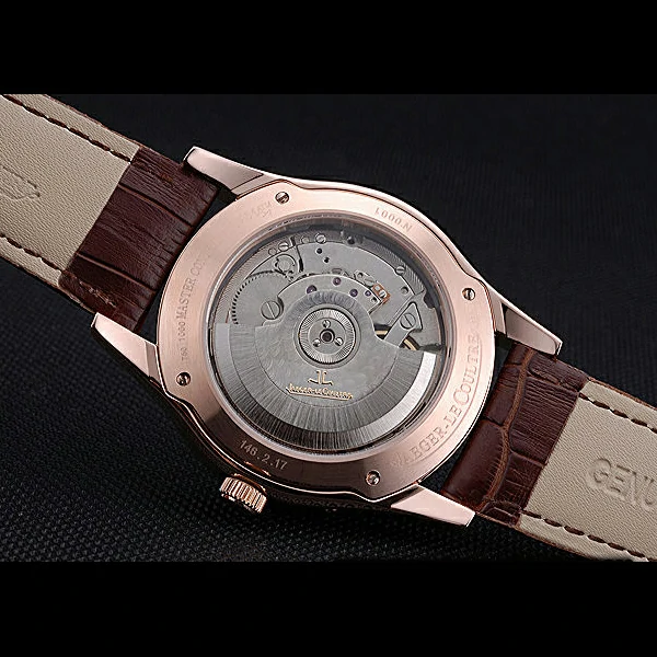 Jaeger LeCoultre Master White Dial Brown Leather Band Rose Gold Bezel new59982