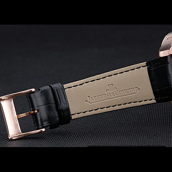 Jaeger LeCoultre Master Black Dial Black Leather Band Stainless Steel Bezel new59983