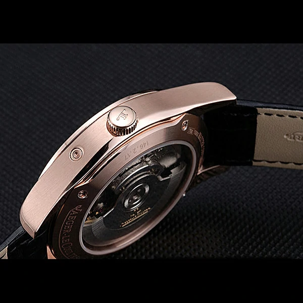 Jaeger LeCoultre Master Black Dial Black Leather Band Stainless Steel Bezel new59983