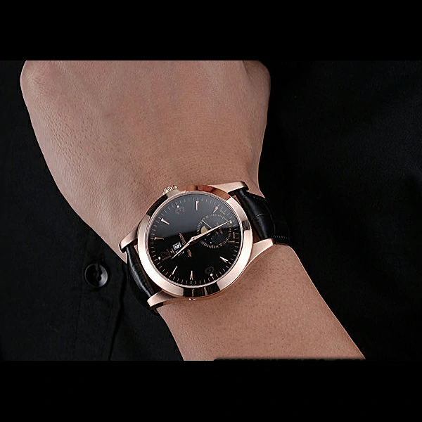 Jaeger LeCoultre Master Black Dial Black Leather Band Stainless Steel Bezel new59983