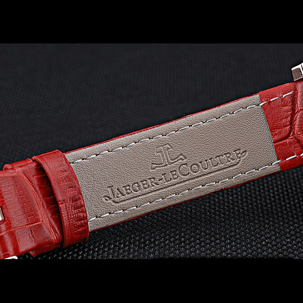 Jaeger LeCoultre Rendez Vous Black Dial Red Leather Strap Diamond Bezel new59985