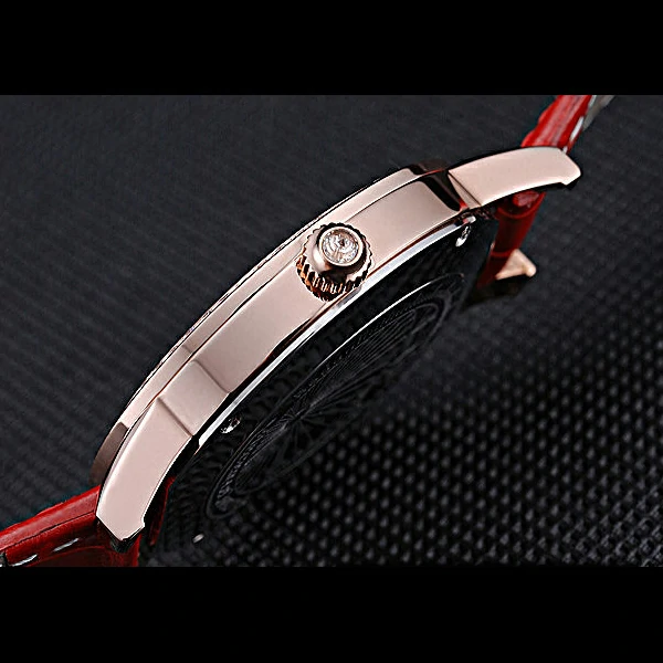 Jaeger LeCoultre Rendez Vous Black Dial Red Leather Strap Diamond Bezel new59985