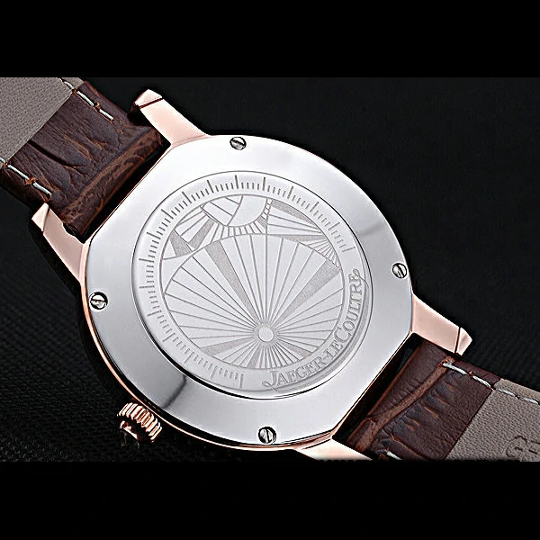Jaeger LeCoultre Rendez Vous Brown Dial Brown Leather Strap Rose Gold Diamond Bezel new59986