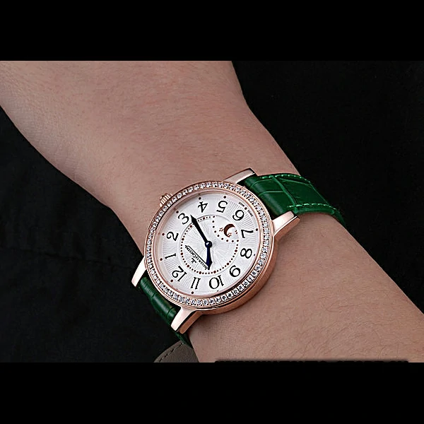 Jaeger LeCoultre Rendez Vous White Dial Green Leather Strap new59987
