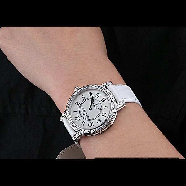 Jaeger LeCoultre Rendez Vous White Dial White Leather Strap new59988