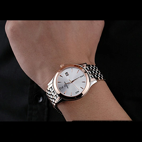 Jaeger LeCoultre Master White Dial Rose Gold Bezel Two Tone Band new59992