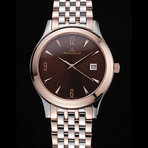 Jaeger LeCoultre Master Brown Dial Rose Gold Bezel Two Tone Band new59993