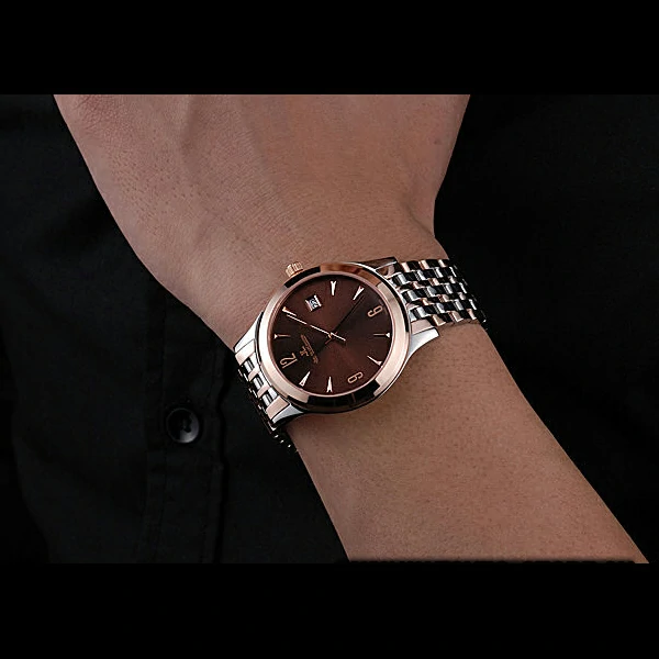 Jaeger LeCoultre Master Brown Dial Rose Gold Bezel Two Tone Band new59993