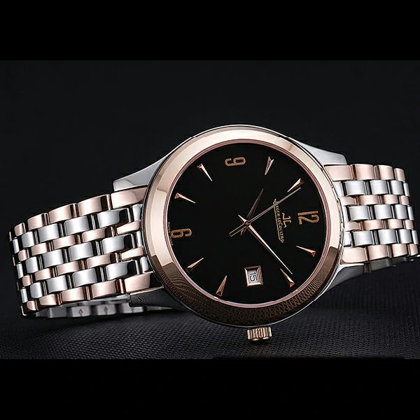 Jaeger LeCoultre Master Black Dial Rose Gold Bezel Two Tone Band new59994
