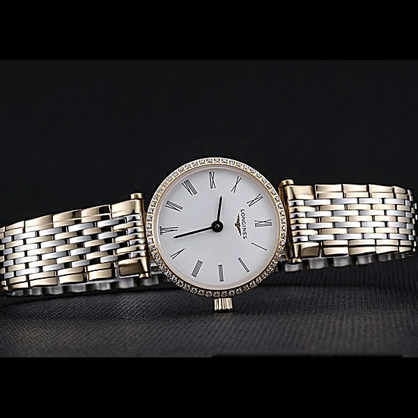 Longines La Grande Classique Two Tone Band White Dial Diamond Bezel Femme new60005