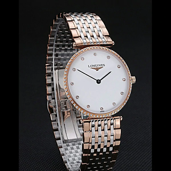 Longines La Grande Classique Rose Gold White Dial Diamond Bezel Homme new60006