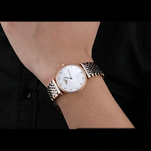 Longines La Grande Classique Rose Gold White Dial Diamond Bezel Homme new60006
