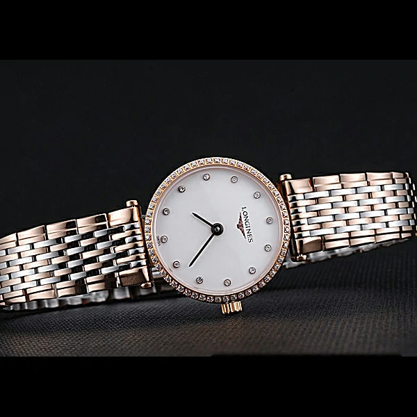 Longines La Grande Classique Rose Gold White Dial Diamond Bezel Femme new60007