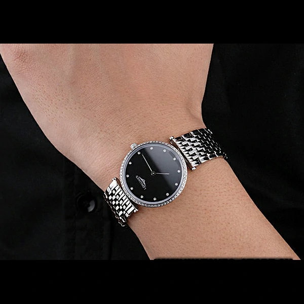 Longines La Grande Classique Stainless Steel Black Dial Diamond Bezel Homme new60008