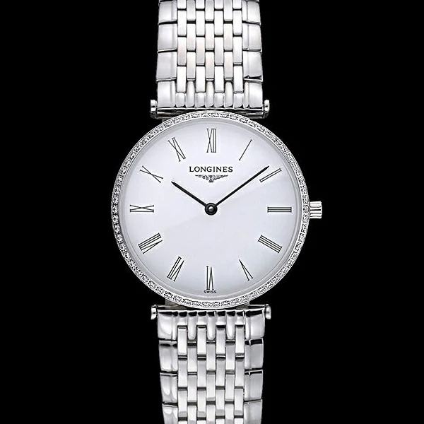 Longines La Grande Classique Stainless Steel White Dial Diamond Bezel Homme new60010
