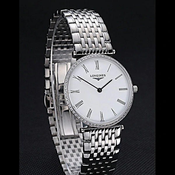 Longines La Grande Classique Stainless Steel White Dial Diamond Bezel Homme new60010
